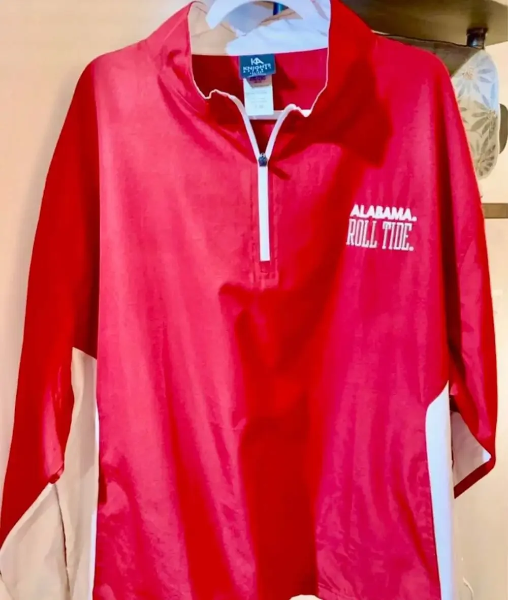 Knights Apparel Alabama Roll Tide 1/2 Zip Windbreaker Jacket Red White 2XL